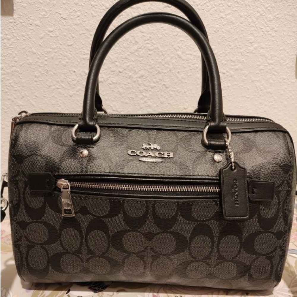 Coach Rowan Women's Satchel Bag - 83607 (Black/Graphite/Silver
